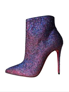 Christian Louboutin So Kate Booty 100 Starlight Lurex Booties Multi Purple 37